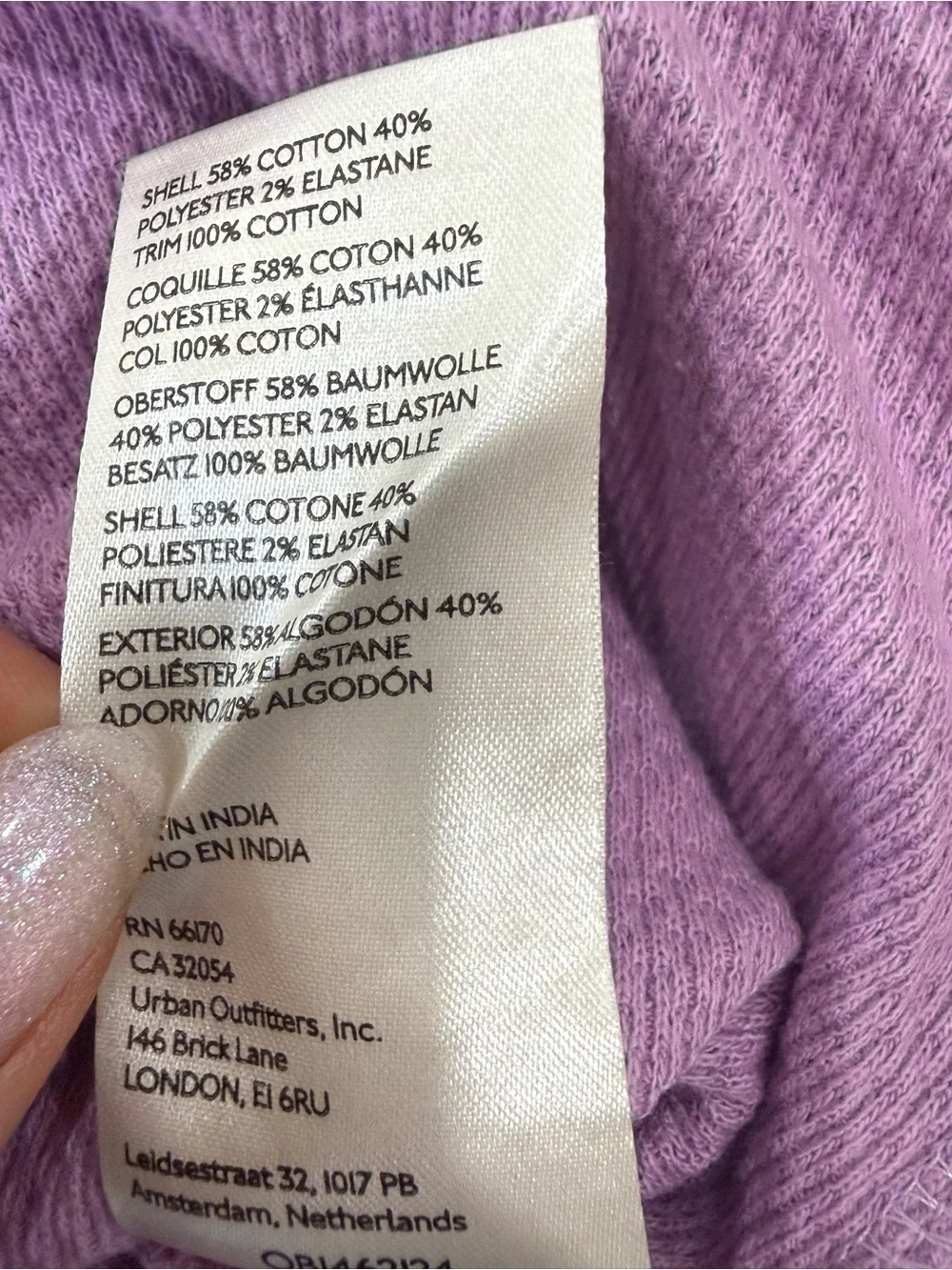 Free People Lilac Butterfly Dreams Ribbed Knit Top Crochet Size Small Womens
